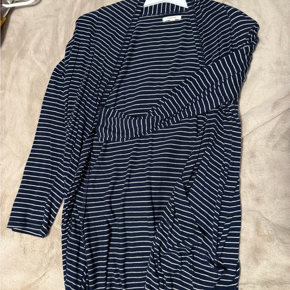 Maurices Navy and White Striped Sweater